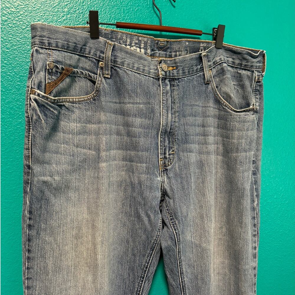Ariat Low Rise Boot Cut Medium Wash Brown Accent Men's Jeans 40/30 - Picture 11 of 11